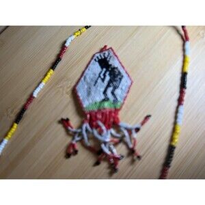 Vintage Native American Seed Beaded Sash Necklace Handmade